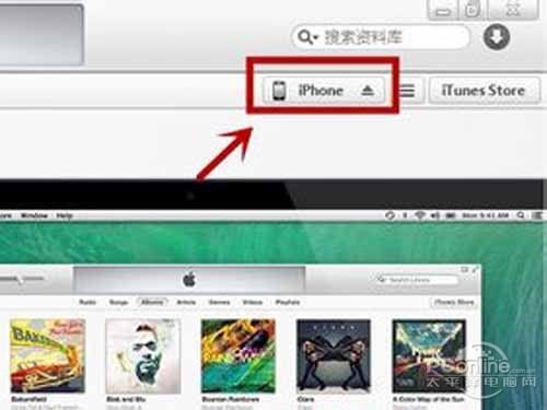 用数据线使IPHONE与电脑链接，打开iTunes