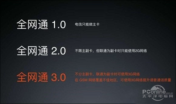 全网通3.0和全网通2.0有什么区别