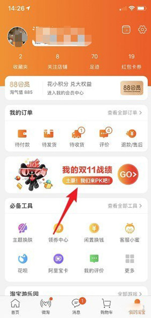 在淘宝里查看我的双11的详细操作