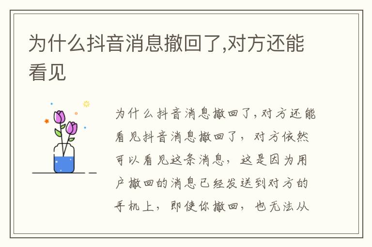 为什么抖音消息撤回了对方还能看见