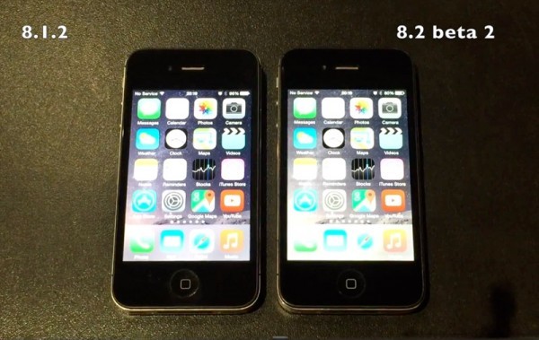 iPhone 4s 运行 iOS 8.2 与 iOS 8.1.2 性能对比视频