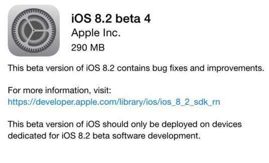 iOS 8.2 Beta4发布 支持Apple Watch蓝牙连接