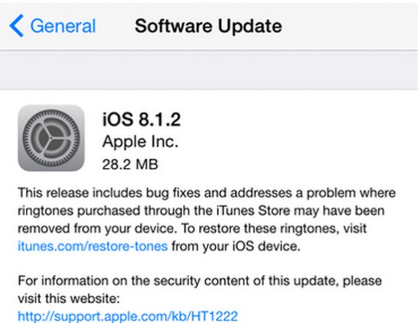 iOS 8.1.2系统发布 解决铃声错误等Bug