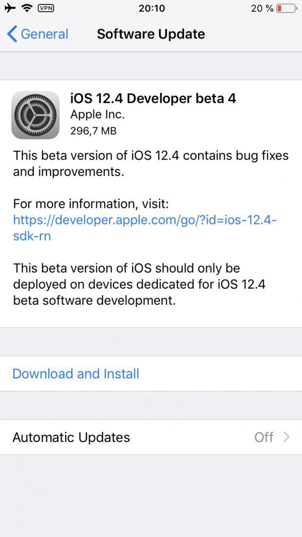 iOS 12.4 beta 4 更新了什么内容