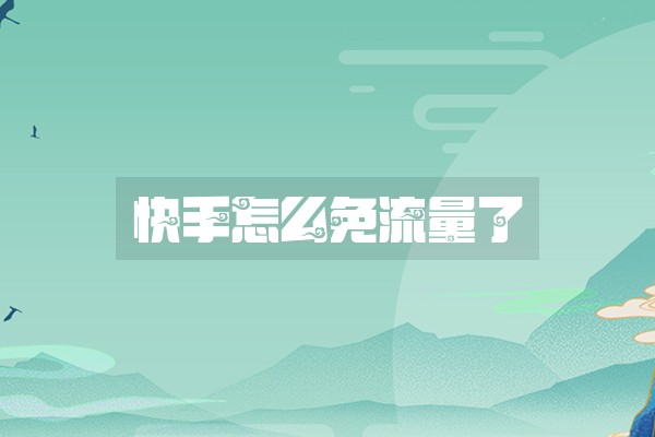 快手怎么免流量了