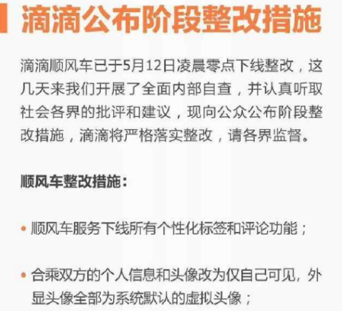 滴滴顺风车整改了什么内容