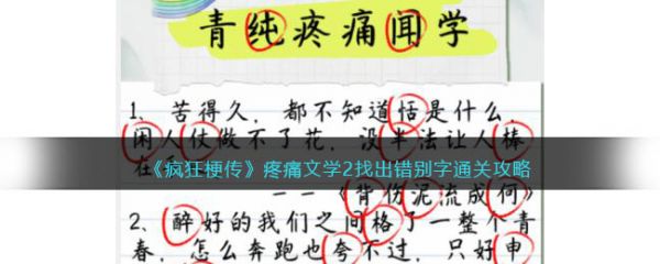 疯狂梗传疼痛文学2找出错别字怎么过 疯狂梗传疼痛文学2找出错别字通关攻略