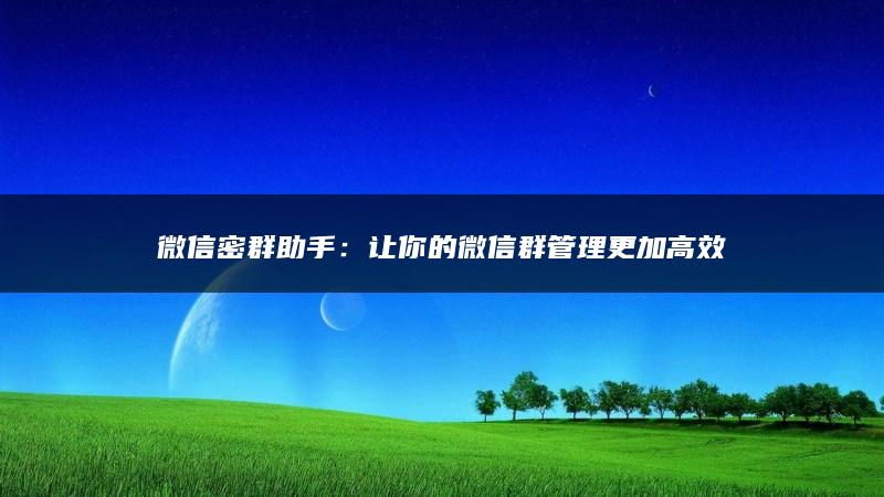 微信密群助手：让你的微信群管理更加高效