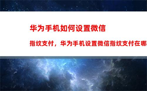 华为手机如何设置微信指纹支付，华为手机设置微信指纹支付在哪里设置