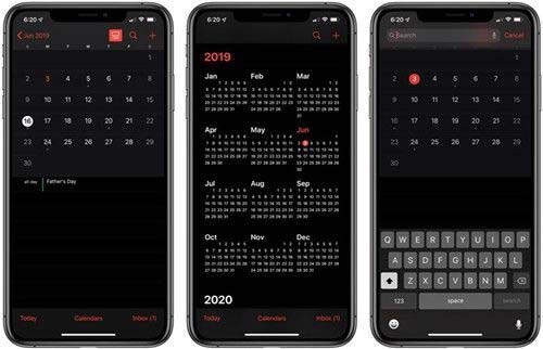 ios13黑暗模式日历界面