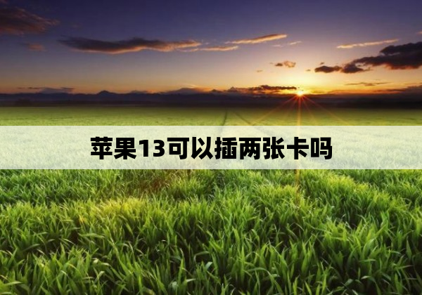 苹果13可以插两张卡吗