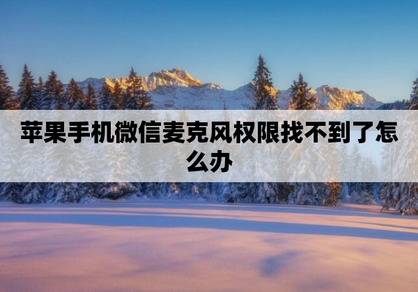 苹果手机微信麦克风权限找不到了怎么办