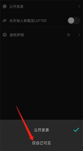 《lofter》将发布内容设为仅自己可见的操作方法