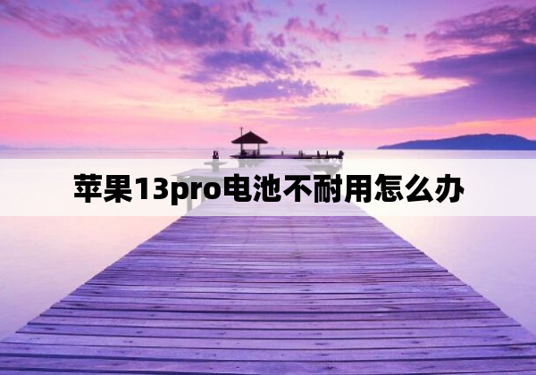 苹果13pro电池不耐用怎么办