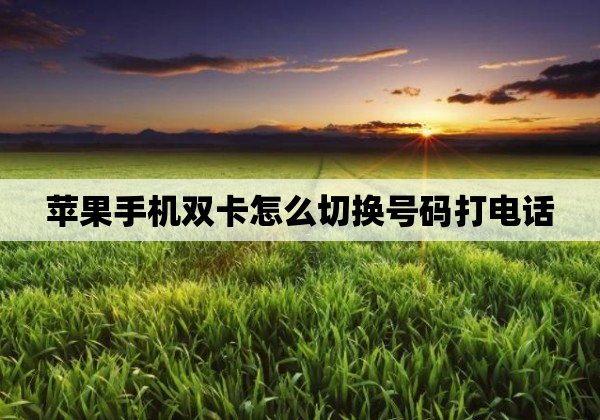 苹果手机双卡怎么切换号码打电话