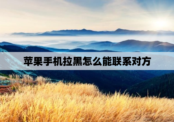 苹果手机拉黑怎么能联系对方