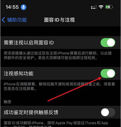 如何关闭iPhone12注视感知？iPhone12关闭注视感知功能讲解截图