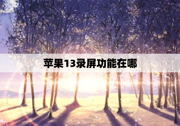 苹果13录屏功能在哪