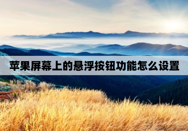 苹果屏幕上的悬浮按钮功能怎么设置