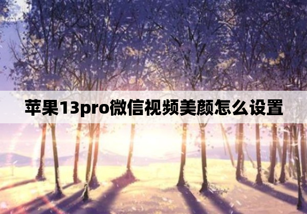 苹果13pro微信视频美颜怎么设置