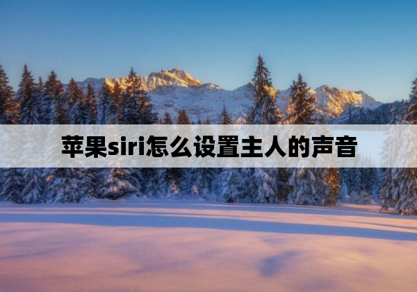 苹果siri怎么设置主人的声音