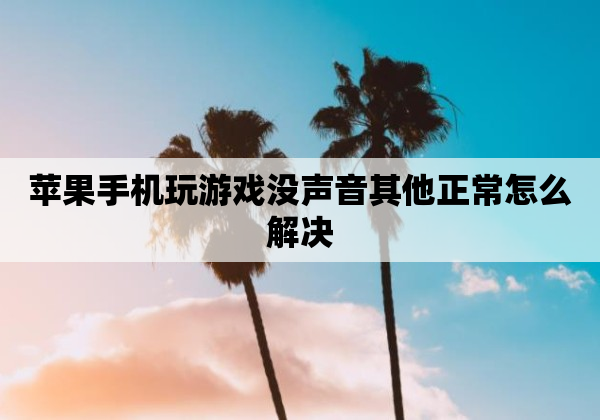 苹果手机玩游戏没声音其他正常怎么解决