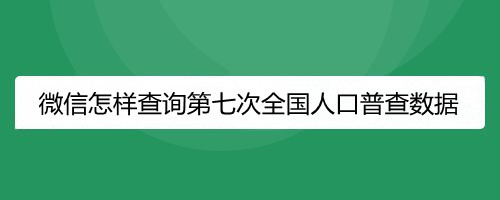 微信怎样查询第七次全国人口普查数据