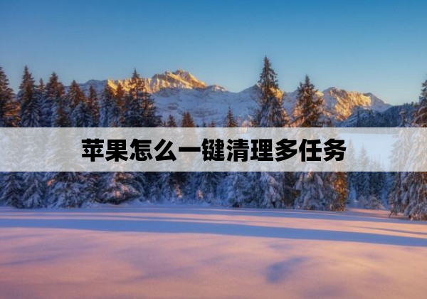 苹果怎么一键清理多任务