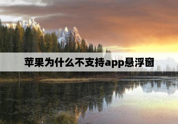 苹果为什么不支持app悬浮窗