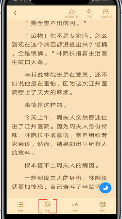 疯读小说中调节亮度的简单步骤截图