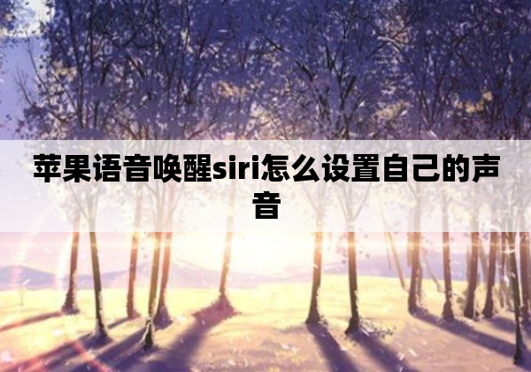 苹果语音唤醒siri怎么设置自己的声音