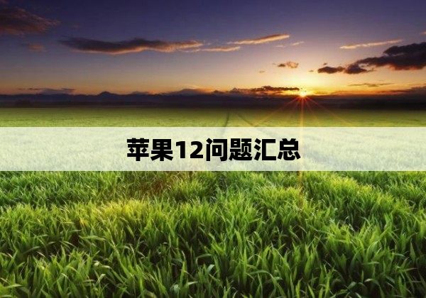 苹果12问题汇总