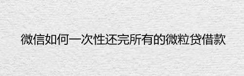 微信如何一次性还完所有的微粒贷借款