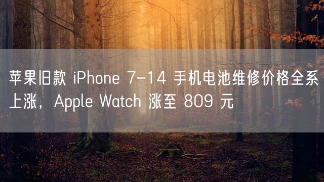 苹果旧款 iPhone 7-14 手机电池维修价格全系上涨，Apple Watch 涨至 809 元