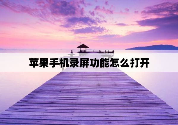 苹果手机录屏功能怎么打开