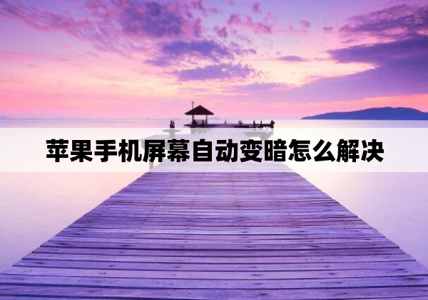 苹果手机屏幕自动变暗怎么解决