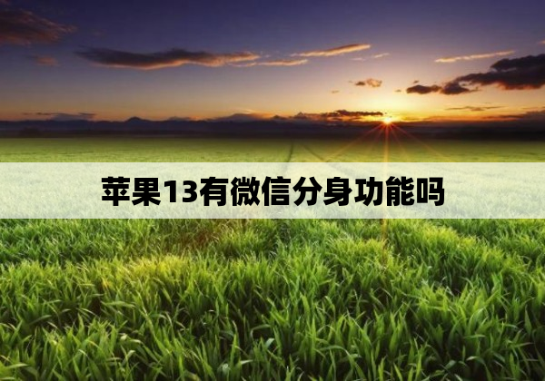 苹果13有微信分身功能吗