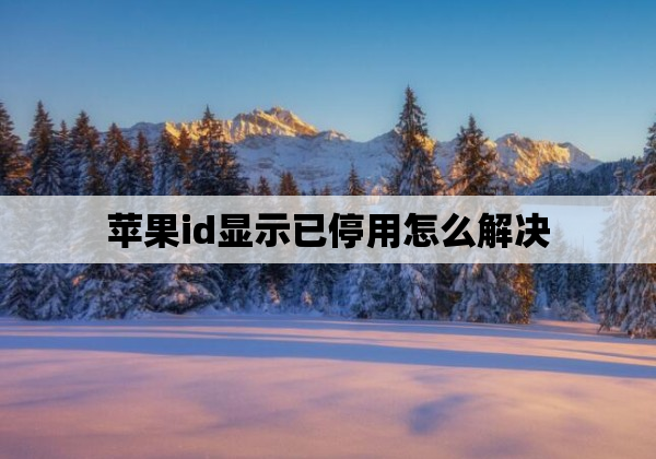 苹果id显示已停用怎么解决