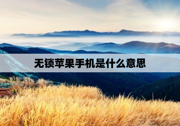 无锁苹果手机是什么意思