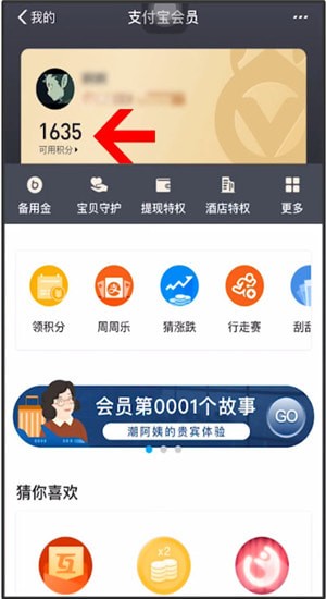 在支付宝里使用积分的操作过程截图