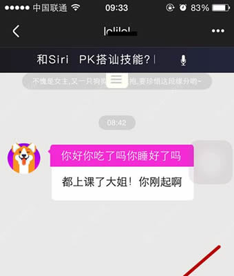 在女主与狗里进行聊天的简单操作截图