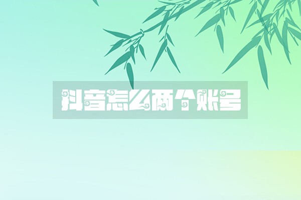 抖音怎么两个账号