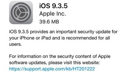iOS 9.3.5修复了什么bug？iOS9.3.5有什么新功能