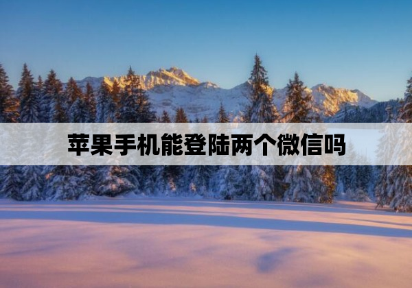 苹果手机能登陆两个微信吗