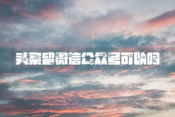 头条留微信公众号可以吗