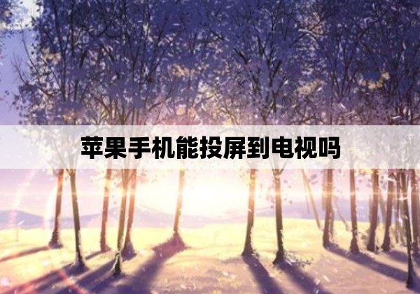 苹果手机能投屏到电视吗