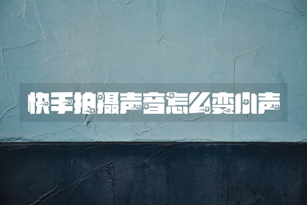 快手拍摄声音怎么变小声