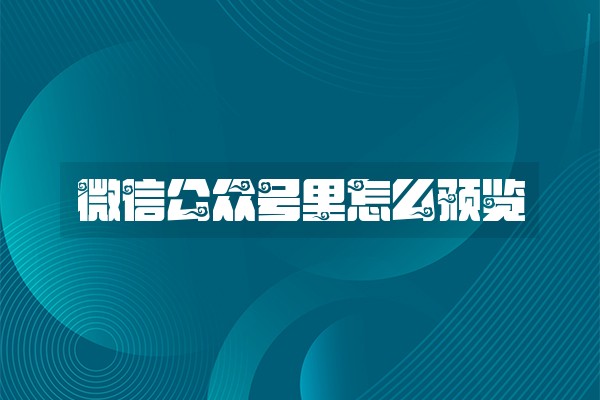 微信公众号里怎么预览