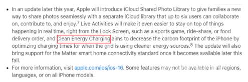 iOS 16系统支持清洁能源充电？什么是清洁能源充电？