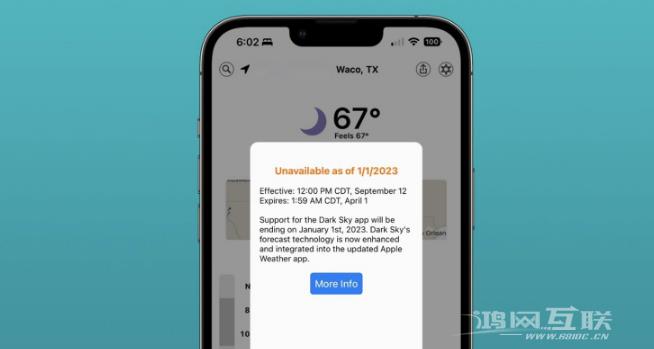 苹果 Dark Sky iOS 版将停止运营，功能已集成到 iOS 16 天气中